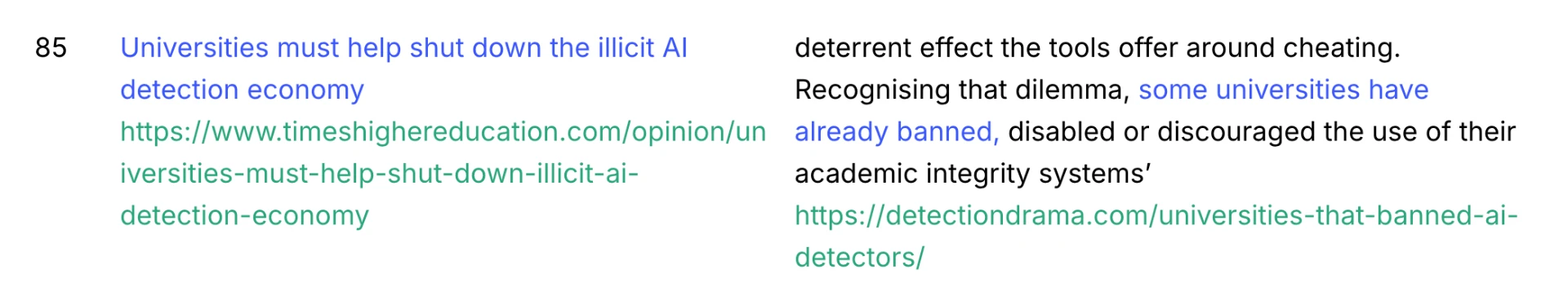 Times Higher Education backlink with a Domain Rating of 85